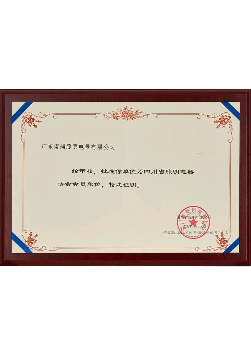 2024-2025 Sichuan Lighting Association-Membership Certificate