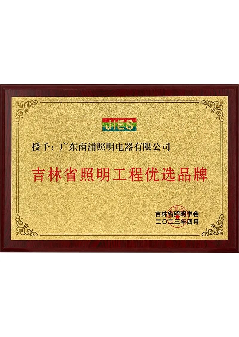 Jilin Province Lighting Engineering Preferred Brand Award